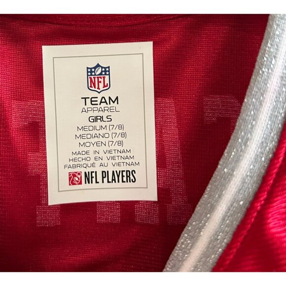 NEW Girls Medium 7/8 NFL SF 49ers McCaffrey #23 Red Jersey Official Team Apparel - Picture 3 of 4